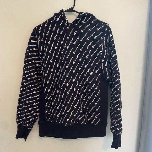 Vintage Looking Champion Hoodie - Heavy, Dark Blue. - Picture 1 of 6